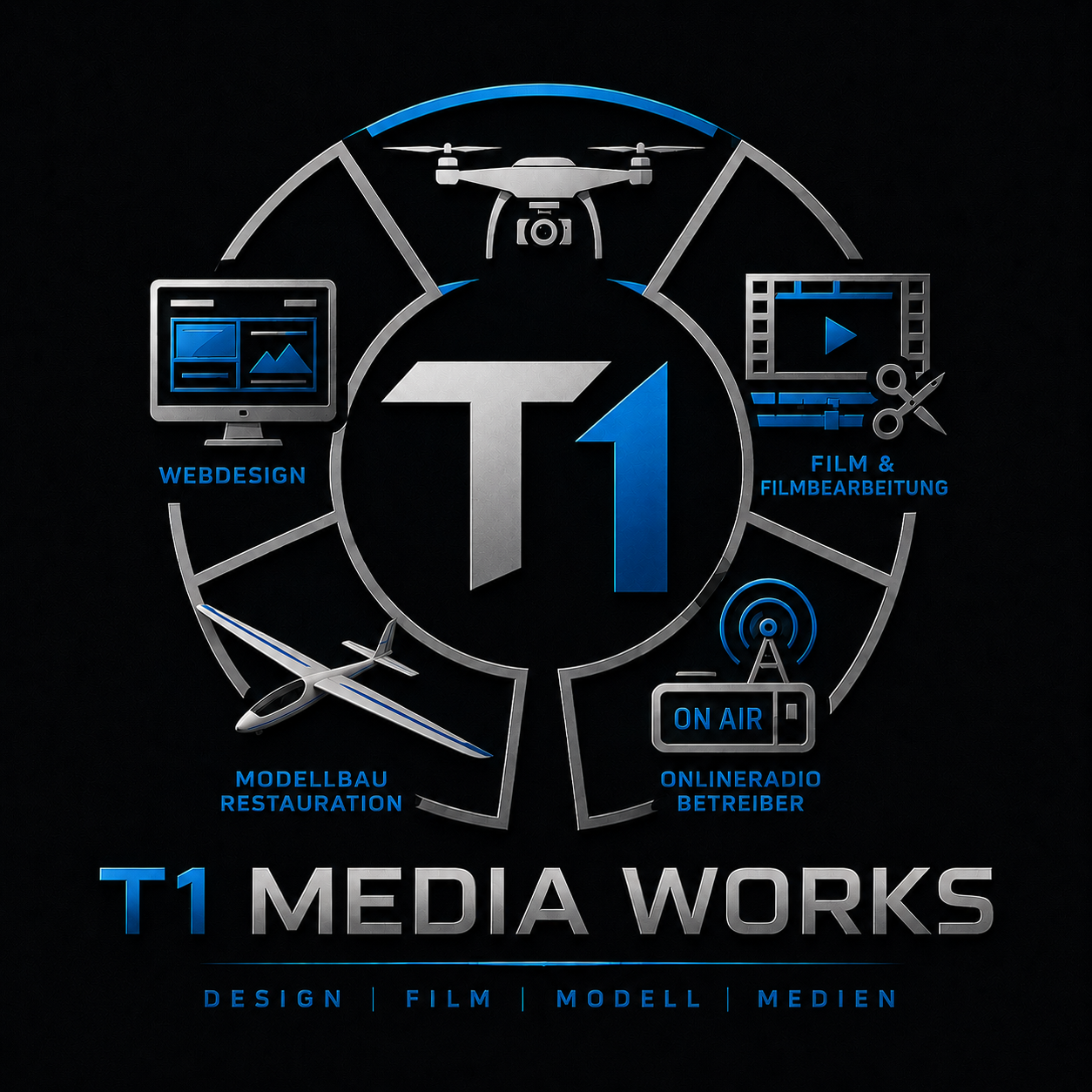 T1 MEDIA WORKS Logo